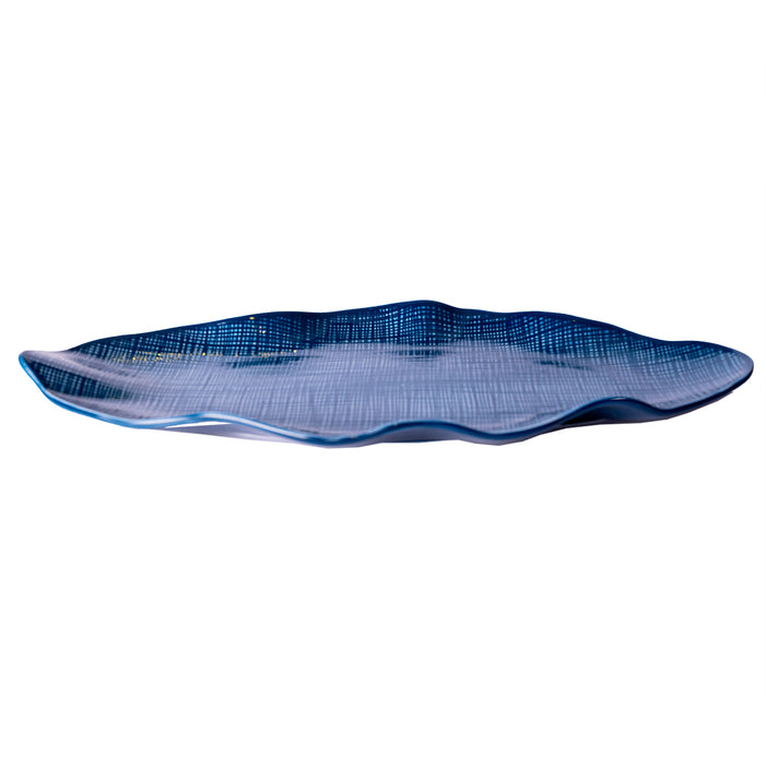 LEAF PLATE 12.5'' 32 X 14 X 2.8 CM - BLUE