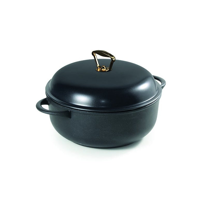 CASSEROLE W/ BLACK LID 28CM, ARMOR COATING &amp; GOLD HANDLE