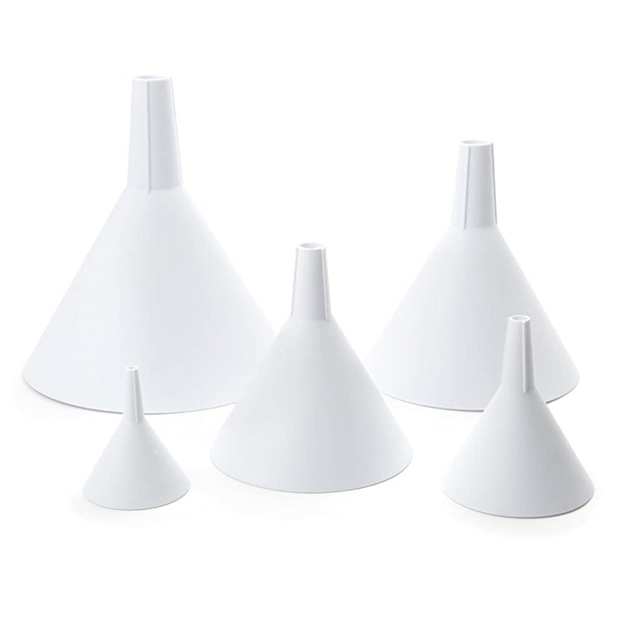 FUNNEL, WHITE PLASTIC 2-6'', 5-PCS SET