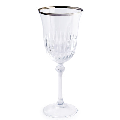 "Brigitta Doris" Crystal Goblet Glass - Set Of 6 - Platinium Rim