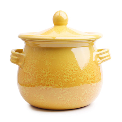 Etruscan Pot With Lid 21cm - Yellow