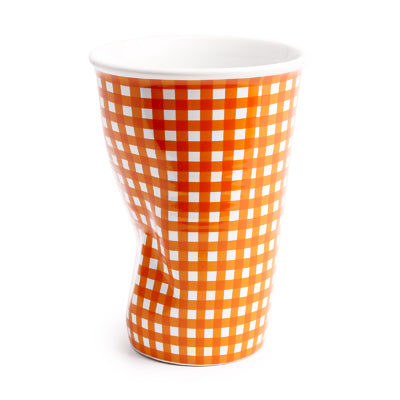 Crumpled Water Cup (250ml) - White Vichy: Orange