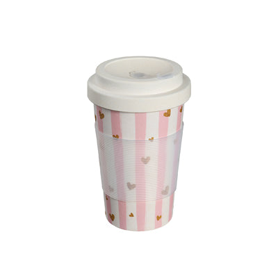 Coffee To Go Mug 400ml - Hearts Pink