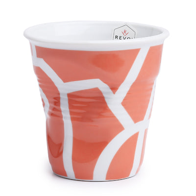 Crumple Cappuccino Cup (180ml) - White/Orange