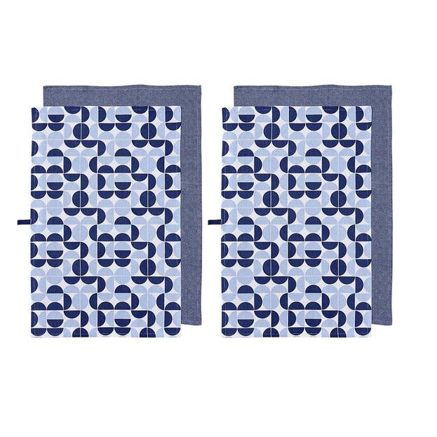 Linear Geometric Cobalt 2pk Kitchen Towel