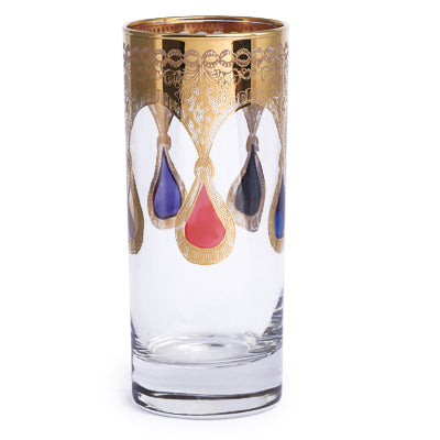 Water Glass Set Of 6 - Drop Color Gold