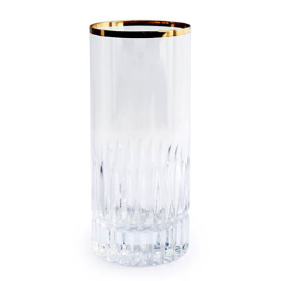 "Brigitta Doris" Crystal High Ball Glass - Set Of 6 - Gold Rim