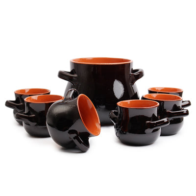 Set Of 7 - Billied Pot With Small Pots