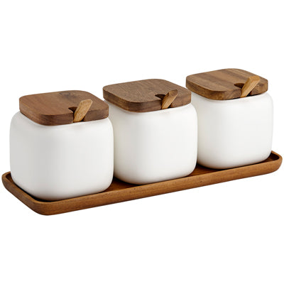 Essentials White Canister & Spoon Counter Set