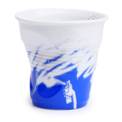 Crumple Cappuccino Cup (180ml) - White Monochrome Blue