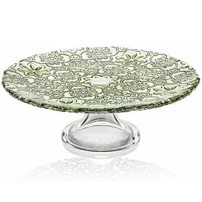 Arabesque Footed Cake Plate - 26cm - Jade Green