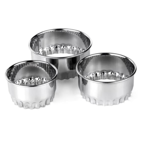 PASTRY CUTTERS, CRINKLED SET OF 3 - STAINLESS STEEL