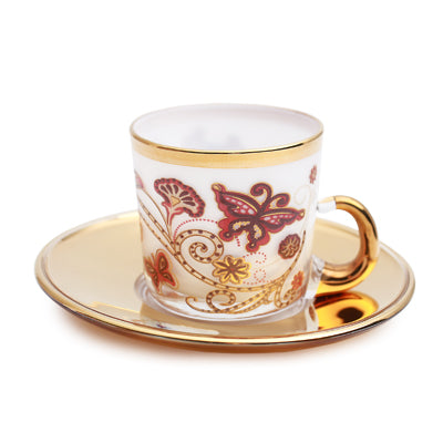 Turkish Coffee Set Of 6 - Papillon Gold Red
