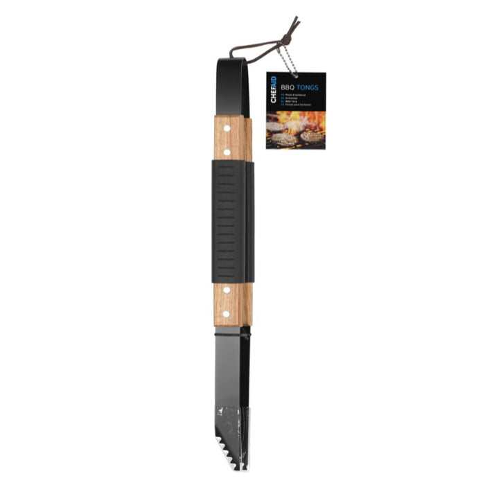 CHEF AID BBQ TONG, RUBBER & WOODEN HANDLE