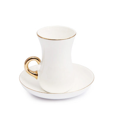 Ceramic Coffee Cup, Golden Trim Design - 12pcs Set