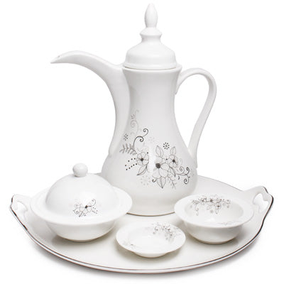 Ceramic Dallah Set 0.5l - Silver Flower Design