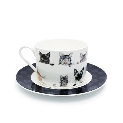 Cup And Saucer - Peeping Felines