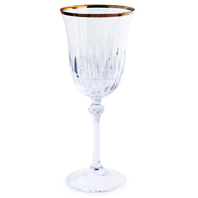 "Brigitta Doris" Crystal Goblet Glass - Set Of 6 - Gold Rim