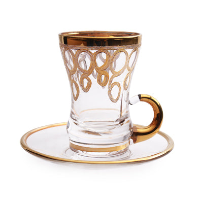 Arabic Tea Set Of 6  - Drop Circle Gold