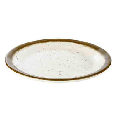 Plate 'Stone Art' 19 X 2cm, White/Brown
