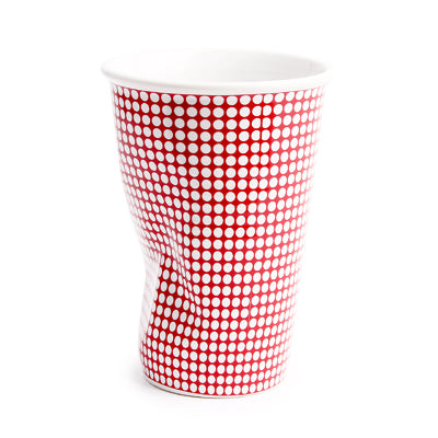 Crumpled Water Cup (250ml) - White Pois Rouges