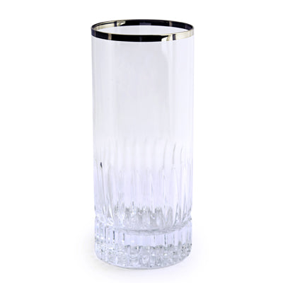 "Brigitta Doris" Crystal High Ball Glass - Set Of 6 - Platinum Rim