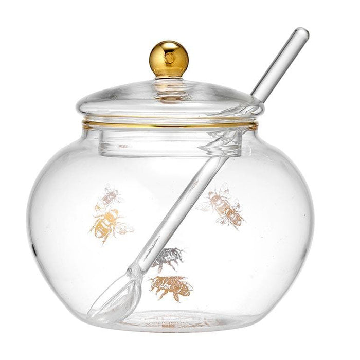 Honey Bee Glass Sugar Bowl With Spoon