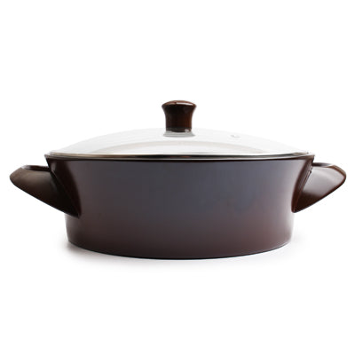 Wok Pan With Ceramic Lid 32cm - Brown