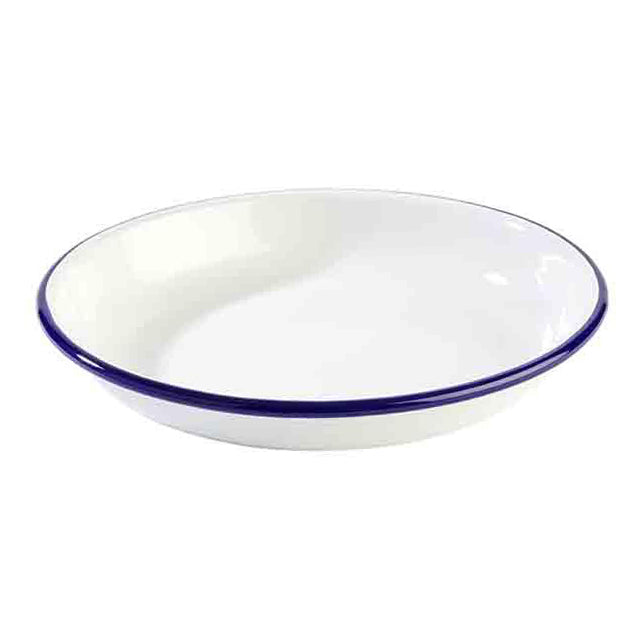 DEEP PLATE 'ENAMELWARE' 18 X 3.5 CM - WHITE/BLUE