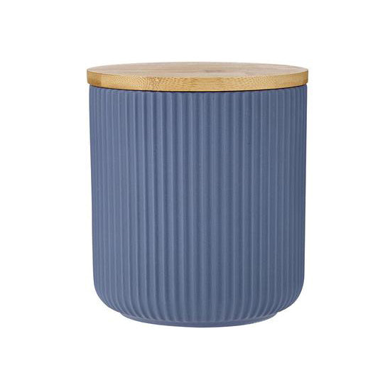 Linear Ribbed Blue 13cm Canister