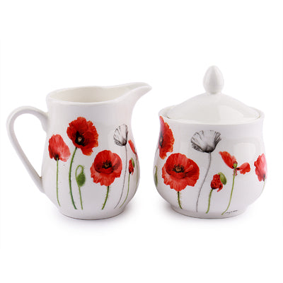 Sugar Bowl And Creamer - Poppies Collection