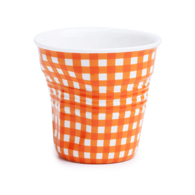 Crumple Espresso Cup (80ml) - White Vichy: Orange