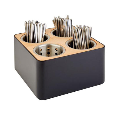Cutlery Basket With 4 Holes, 27 X 27 X 15cm - Black