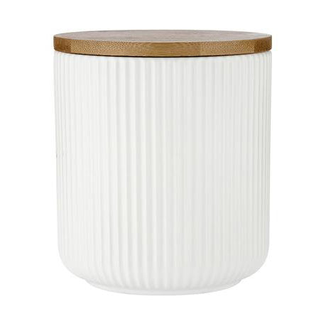 Linear Ribbed White 13cm Canister