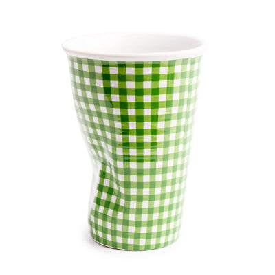 Crumpled Water Cup (250ml) - White Vichy: Vert