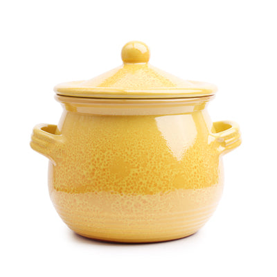 Etruscan Pot With Lid 18cm - Yellow