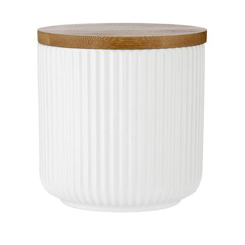 Linear Ribbed White 10cm Canister
