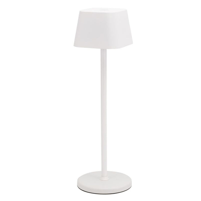 TABLE LAMP 'GEORGINA' W/ LED, BATTERY & CHARGER - WHITE