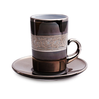 Arabic Tea Set Of 6 - Black Elegance