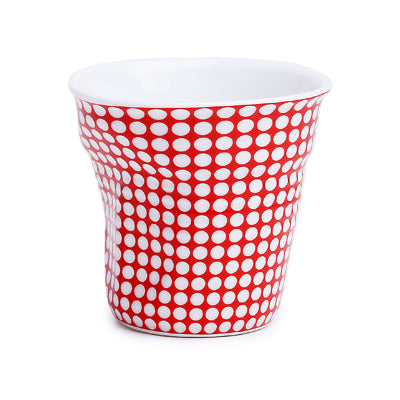 Crumple Espresso Cup (80ml) - White Pois Rouges