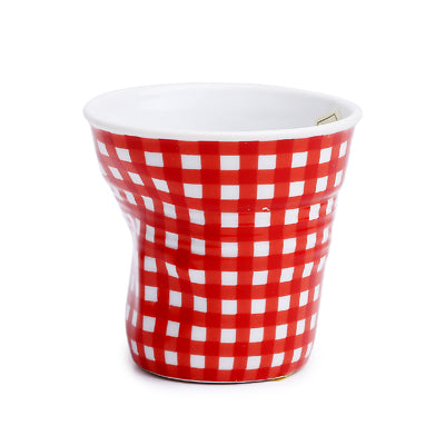 Crumple Espresso Cup (80ml) - White Vichy: Rouge