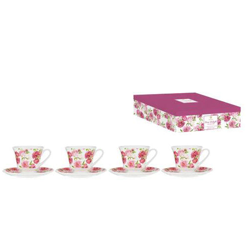ROSE DELIGHT CUP & SAUCER SET OF 4