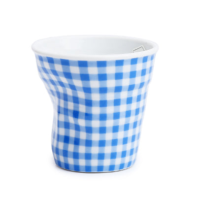 Crumple Espresso Cup (80ml) - White Vichy Blue