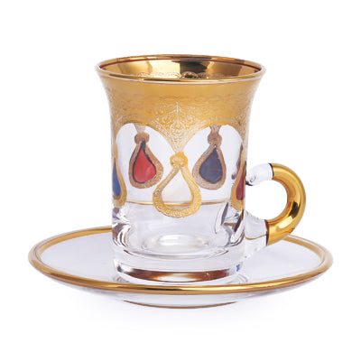 Arabic Tea Set Of 6 - Drop Color Gold