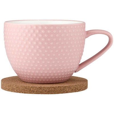 Abode Textured Pink Sand Mug & Coaster Set