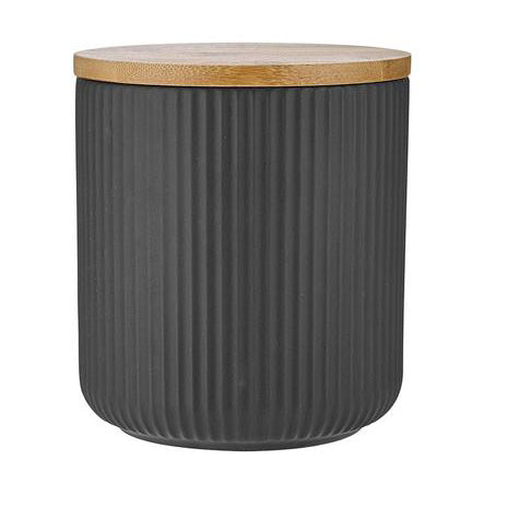 Linear Ribbed Charcoal 13cm Canister