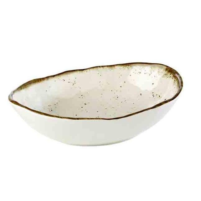 BOWL 'STONE ART' 28.5 X 21 X 7.5 CM, WHITE/BROWN