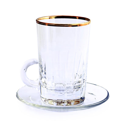 "Brigitta Doris" Arabic Tea Set Of 6 - Gold Rim