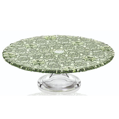 Arabesque Footed Cake Plate - 32cm - Jade Green