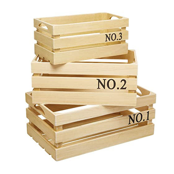 Storage Crates Set Of 3 Wooden